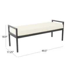 Benches & Ottomans-Kirkland's Home Cream Sherpa Upholstered Metal Bench Ivory