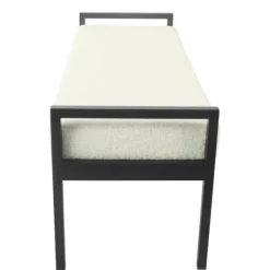Benches & Ottomans-Kirkland's Home Cream Sherpa Upholstered Metal Bench Ivory