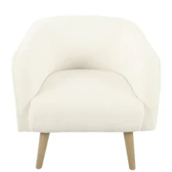 Accent Chairs-Kirkland's Home Cream Sherpa Upholstered Barrel Accent Chair Ivory