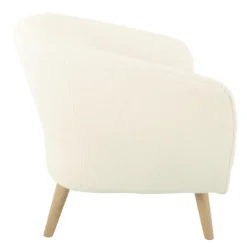 Accent Chairs-Kirkland's Home Cream Sherpa Upholstered Barrel Accent Chair Ivory