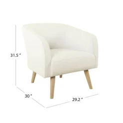 Accent Chairs-Kirkland's Home Cream Sherpa Upholstered Barrel Accent Chair Ivory