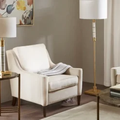 Accent Chairs-Kirkland's Home Cream Swoop Arms Upholstered Armchair Ivory