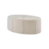 Benches & Ottomans-Kirkland's Home Cream Thick Welting Center Button Oval Ottoman Ivory