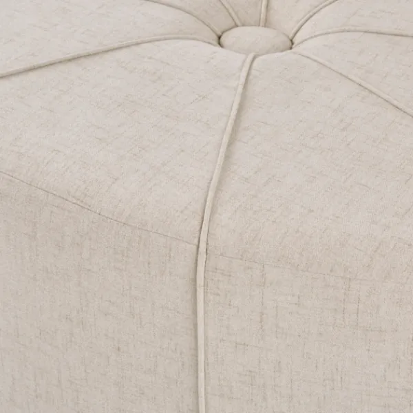 Benches & Ottomans-Kirkland's Home Cream Thick Welting Center Button Oval Ottoman Ivory