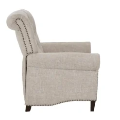 Accent Chairs-Kirkland's Home Cream Tufted Back Nailhead Trim Recliner Armchair Ivory