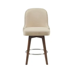 Bar Stools & Counter Height Stools-Kirkland's Home Cream Tufted Back Swivel Counter Stool Ivory