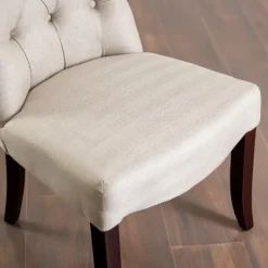 Dining Chairs-Kirkland's Home Cream Tufted Dining Chair With Rolled Back Ivory