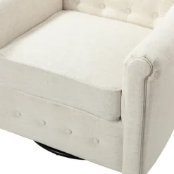 Accent Chairs-Kirkland's Home Cream Tufted Swivel Accent Chair Ivory