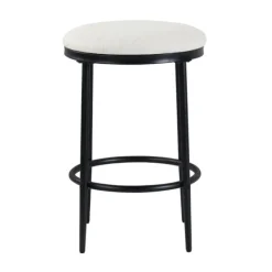 Bar Stools & Counter Height Stools-Kirkland's Home Cream Upholstered Metal Counter Stool Ivory