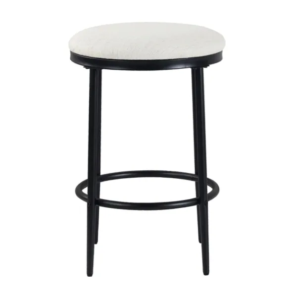 Bar Stools & Counter Height Stools-Kirkland's Home Cream Upholstered Metal Counter Stool Ivory