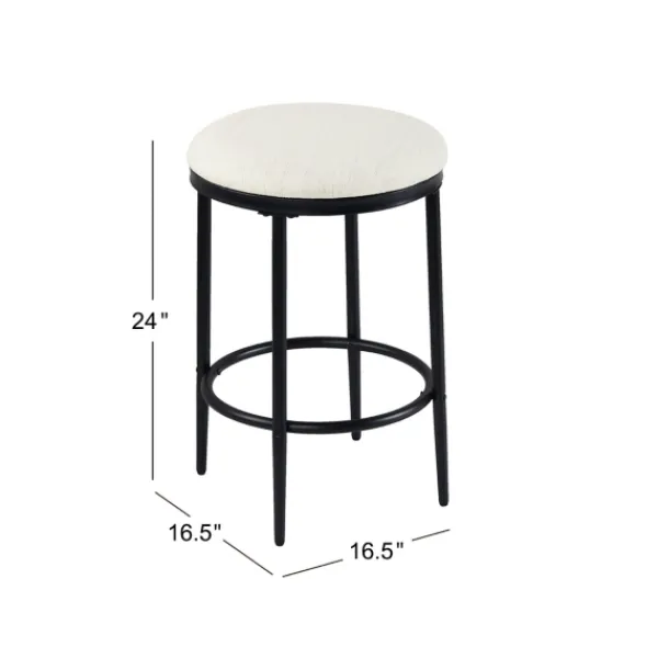 Bar Stools & Counter Height Stools-Kirkland's Home Cream Upholstered Metal Counter Stool Ivory