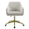 Office Furniture-Kirkland's Home Cream Upholstered Tufted Swivel Office Chair Ivory