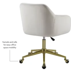 Office Furniture-Kirkland's Home Cream Upholstered Tufted Swivel Office Chair Ivory