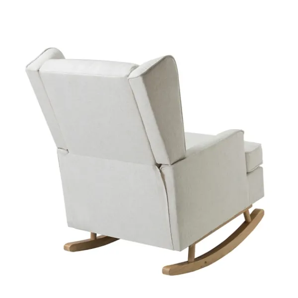 Accent Chairs-Kirkland's Home Cream Upholstered Wingback Rocking Chair Ivory