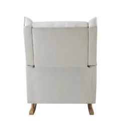 Accent Chairs-Kirkland's Home Cream Upholstered Wingback Rocking Chair Ivory