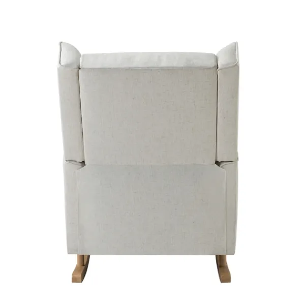 Accent Chairs-Kirkland's Home Cream Upholstered Wingback Rocking Chair Ivory