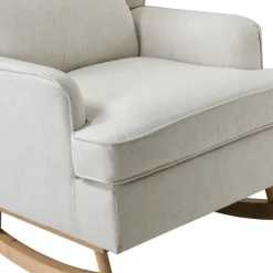 Accent Chairs-Kirkland's Home Cream Upholstered Wingback Rocking Chair Ivory