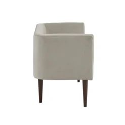 Sofas & Loveseats-Kirkland's Home Cream Velvet Low Back Transitional Settee Ivory