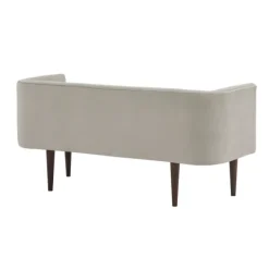 Sofas & Loveseats-Kirkland's Home Cream Velvet Low Back Transitional Settee Ivory