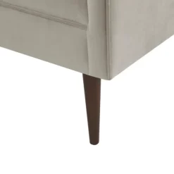 Sofas & Loveseats-Kirkland's Home Cream Velvet Low Back Transitional Settee Ivory