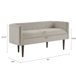 Sofas & Loveseats-Kirkland's Home Cream Velvet Low Back Transitional Settee Ivory
