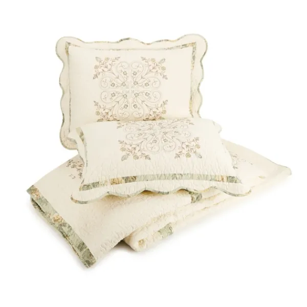 Bedspreads & Coverlets-Kirkland's Home Cream Vintage Treasure King Bedspread Ivory/Green