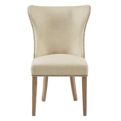 Dining Chairs-Kirkland's Home Cream Wing Back Nailhead Dining Chairs, Set Of 2 Ivory