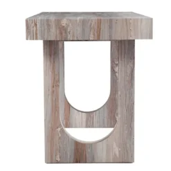 Office Furniture-Kirkland's Home Cream Wood Faux Marble Desk