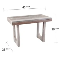 Office Furniture-Kirkland's Home Cream Wood Faux Marble Desk