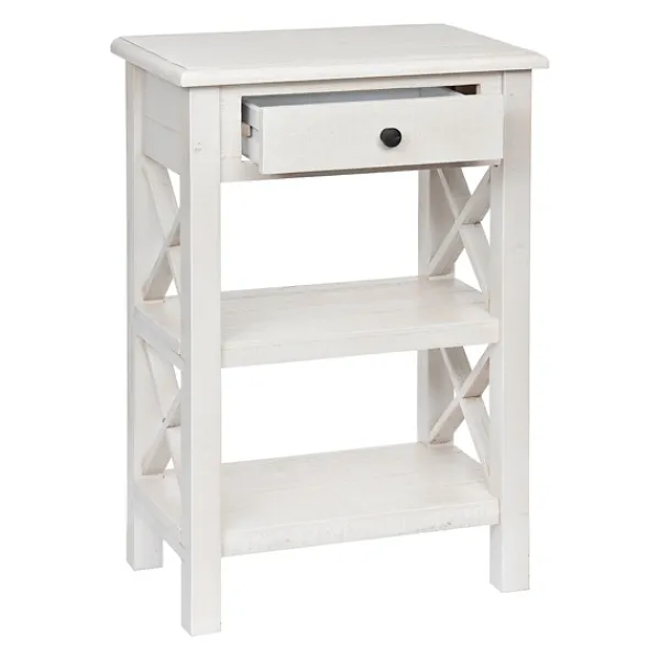 Accent & End Tables-Kirkland's Home Cream Wooden Plank Side Table Ivory