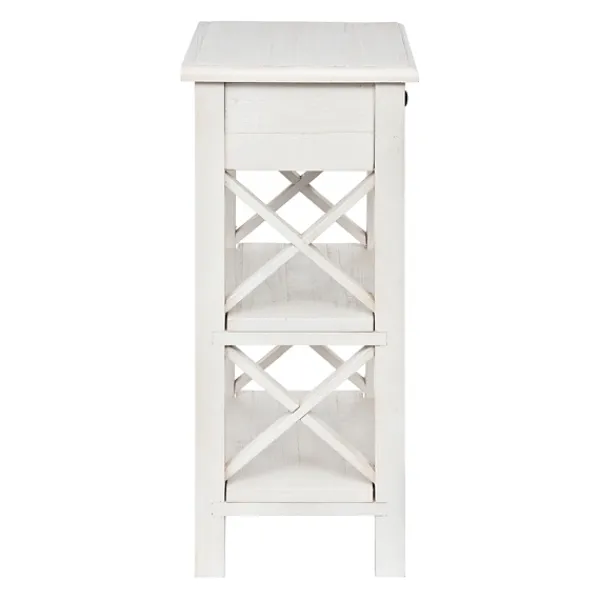 Accent & End Tables-Kirkland's Home Cream Wooden Plank Side Table Ivory