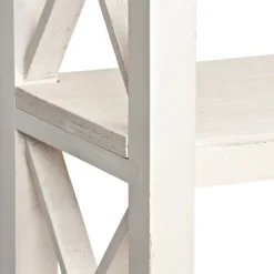 Entryway Furniture-Kirkland's Home Cream Wooden Plank X-Frame Console Table Ivory