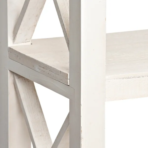 Entryway Furniture-Kirkland's Home Cream Wooden Plank X-Frame Console Table Ivory