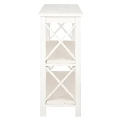 Entryway Furniture-Kirkland's Home Cream Wooden Plank X-Frame Console Table Ivory