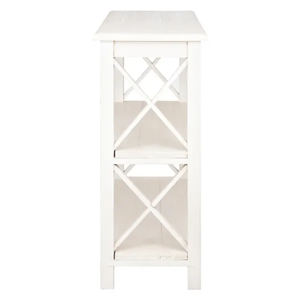 Entryway Furniture-Kirkland's Home Cream Wooden Plank X-Frame Console Table Ivory