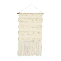 Wall Plaques-Kirkland's Home Cream Woven Fringe Macrame Wall Hanging Ivory