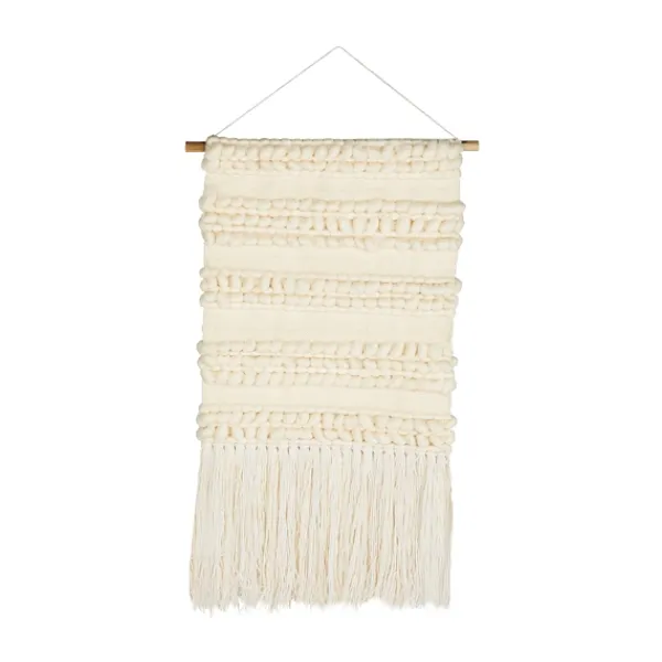 Wall Plaques-Kirkland's Home Cream Woven Fringe Macrame Wall Hanging Ivory