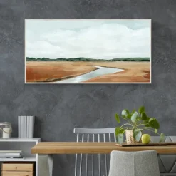 Framed Art-Kirkland's Home Creekside Landscape Framed Wall Art Brown/Blue/White