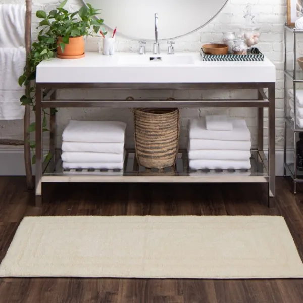 Bathroom Rugs-Kirkland's Home Creme Plush Reversible Cotton Bath Mat, 60 In. Ivory