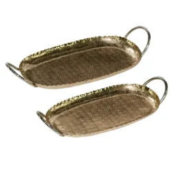 Decorative Trays-Kirkland's Home Crimped Edge 2-Pc. Decorative Tray Set Gold