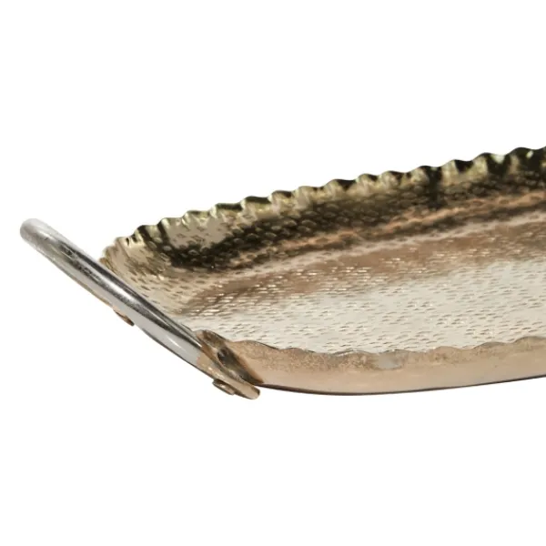 Decorative Trays-Kirkland's Home Crimped Edge 2-Pc. Decorative Tray Set Gold