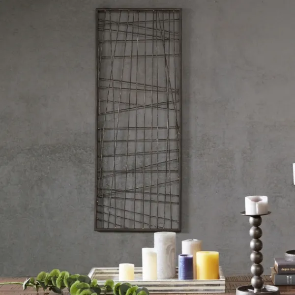 Wall Plaques-Kirkland's Home Crosshatch Metal Frame Plaque Brown