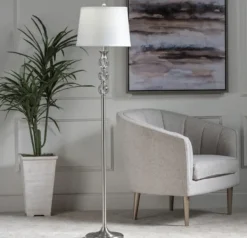Floor Lamps-Kirkland's Home Crystal And Silver Metal Floor Lamp White