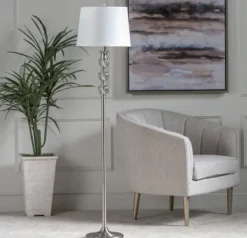 Floor Lamps-Kirkland's Home Crystal And Silver Metal Floor Lamp White