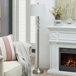Floor Lamps-Kirkland's Home Crystal Spheres Brushed Nickel Floor Lamp White