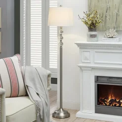 Floor Lamps-Kirkland's Home Crystal Spheres Brushed Nickel Floor Lamp White
