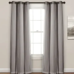 Curtains & Drapes-Kirkland's Home Curtain Panel Set With Overlay, 84 In. Gray