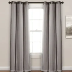 Curtains & Drapes-Kirkland's Home Curtain Panel Set With Overlay, 95 In. Gray