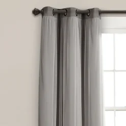 Curtains & Drapes-Kirkland's Home Curtain Panel Set With Overlay, 95 In. Gray