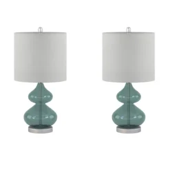 Table Lamps-Kirkland's Home Curved Blue Glass Table Lamps, Set Of 2 White